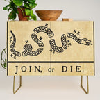 1776 "Join, or Die" Revolutionary War flag with 13 colonies, snake & no colors by Benjamin Franklin Credenza Gallery Image 1