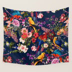 FLORAL AND BIRDS XII Wall Tapestry Gallery Image 4