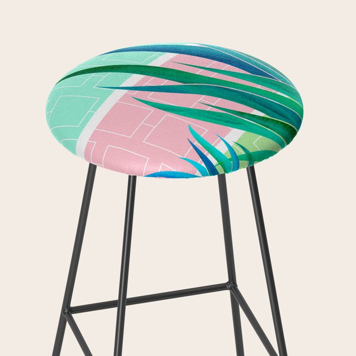 Palm Springs Mid Century Garden Illustration Stool Gallery Image 2