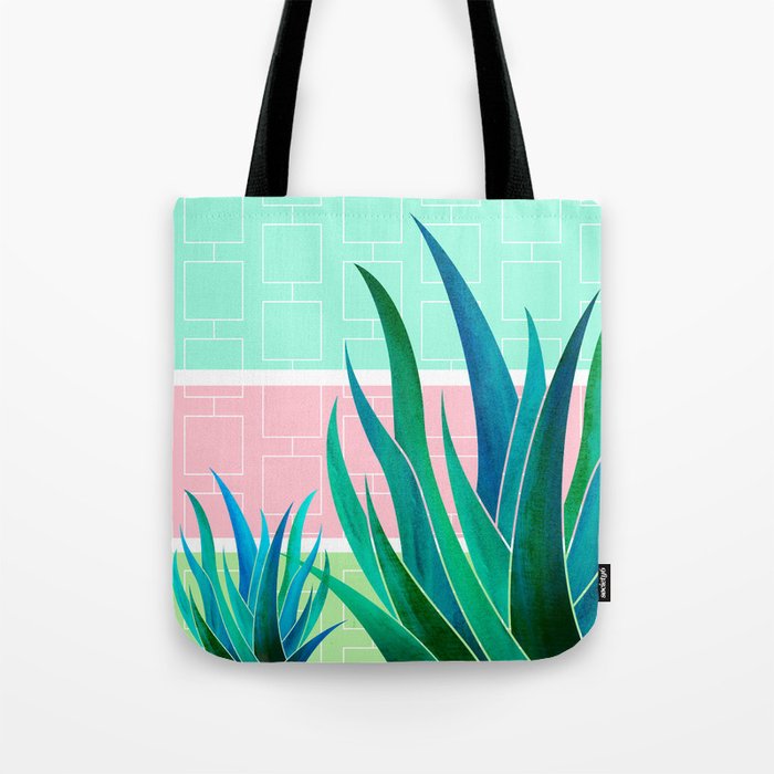 Palm Springs Mid Century Garden Illustration Tote Bag Gallery Image 1