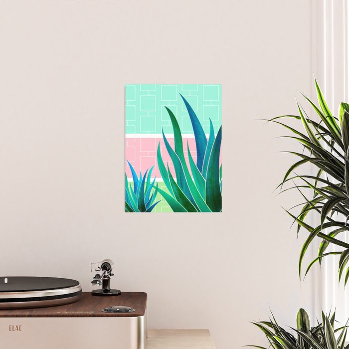 Palm Springs Mid Century Garden Illustration Poster Gallery Image 2