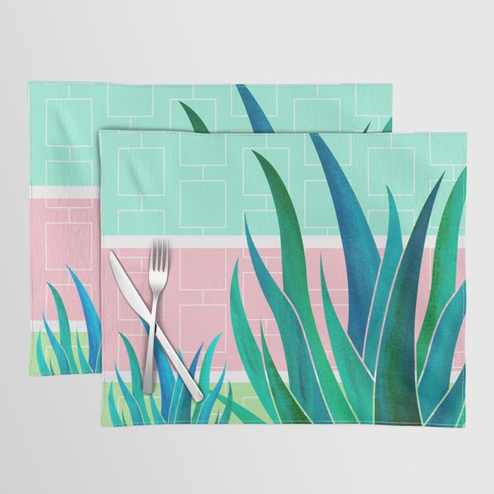 Palm Springs Mid Century Garden Illustration Placemat Gallery Image 1