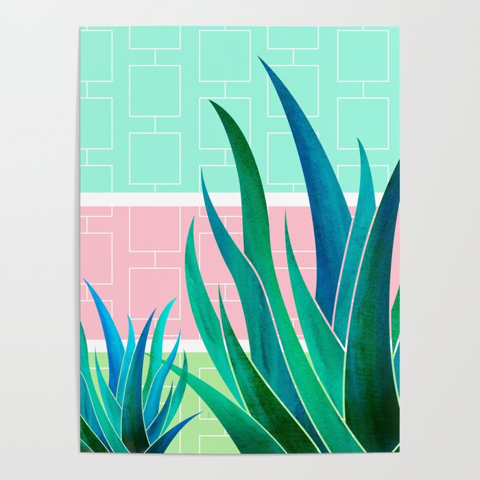Palm Springs Mid Century Garden Illustration Poster Gallery Image 4