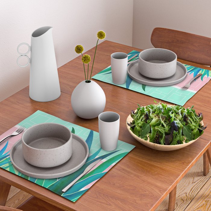 Palm Springs Mid Century Garden Illustration Placemat Gallery Image 2