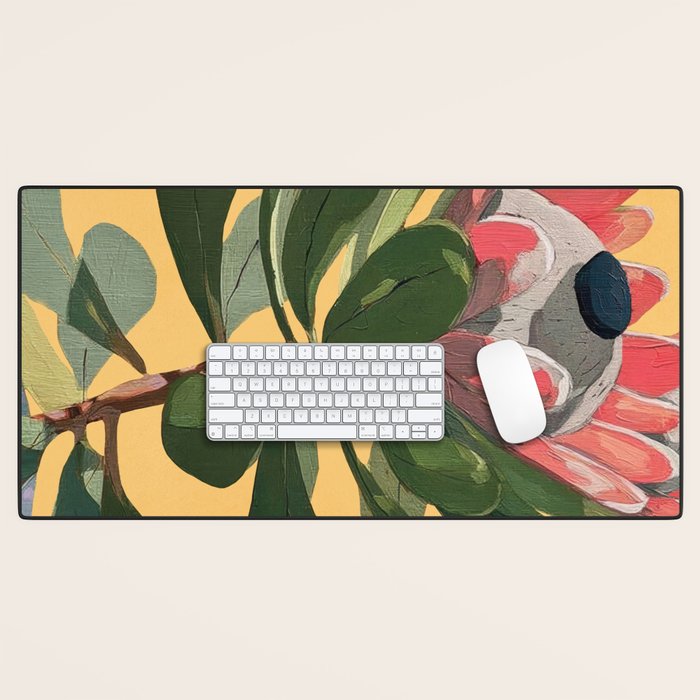 Protea Bloom with Sage Leaves Desk Mat Gallery Image 1