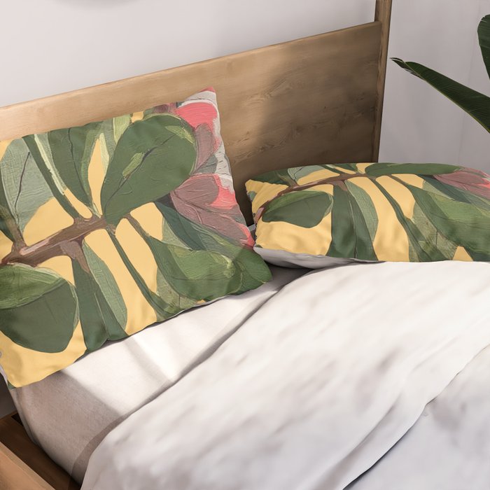 Protea Bloom with Sage Leaves Pillow Sham Gallery Image 2