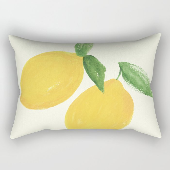 Lemon Watercolor Illustration  Rectangular Pillow Gallery Image 2