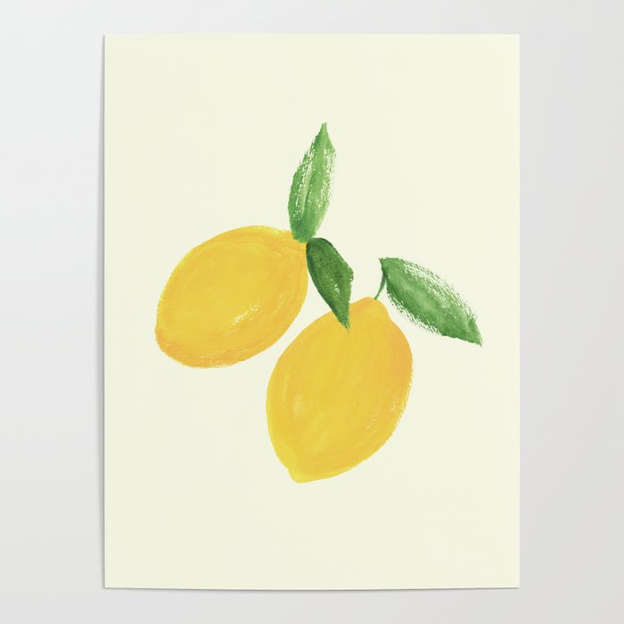 Lemon Watercolor Illustration  Poster Gallery Image 1
