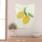 Lemon Watercolor Illustration  Wall Tapestry Gallery Image 2