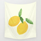 Lemon Watercolor Illustration  Wall Tapestry Gallery Image 4