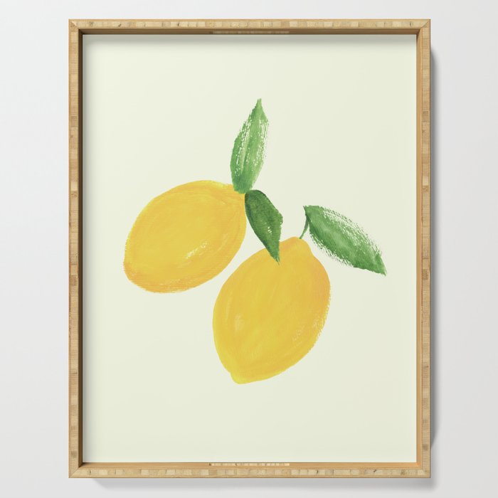 Lemon Watercolor Illustration  Serving Tray Gallery Image 1