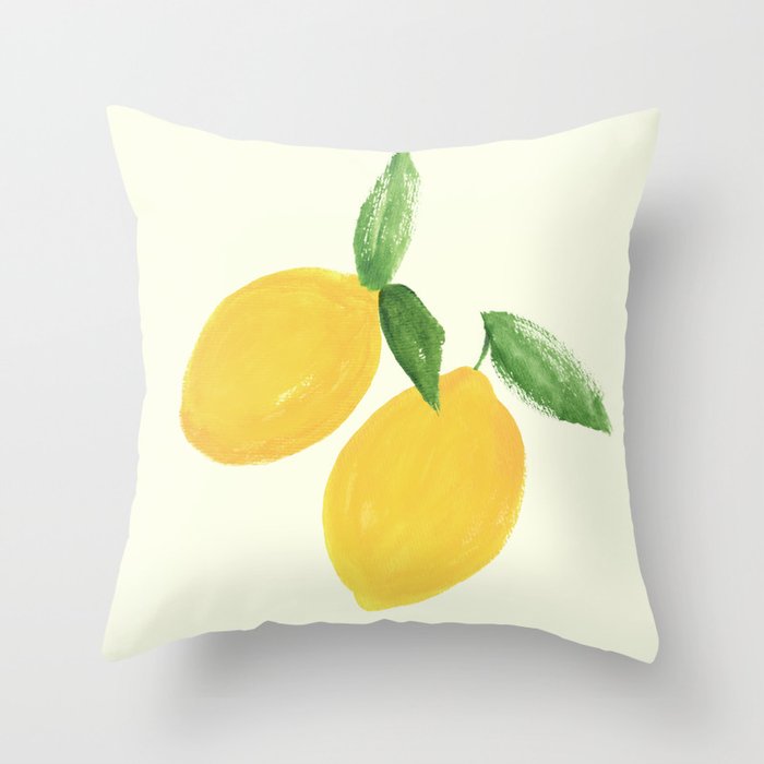 Lemon Watercolor Illustration  Throw Pillow Gallery Image 6