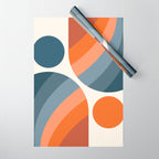 Mid Century Modern Geometric Arch a15 in Navy Blue and Orange Wrapping Paper Gallery Image 1