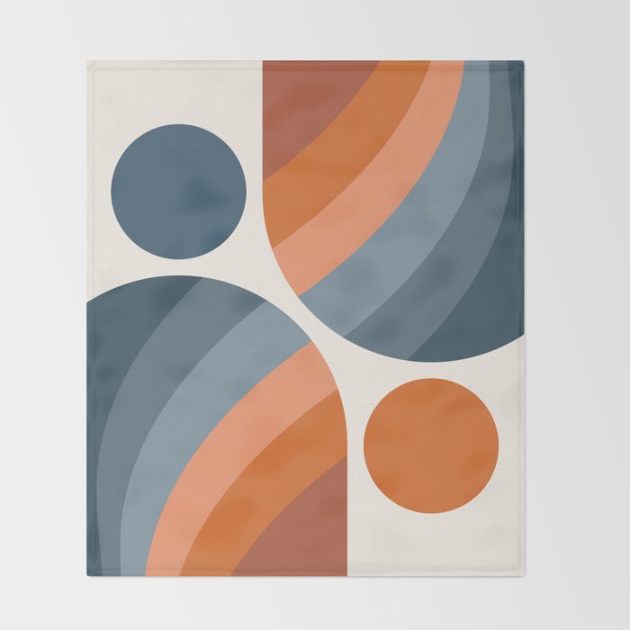 Mid Century Modern Geometric Arch a15 in Navy Blue and Orange Throw Blanket Gallery Image 2