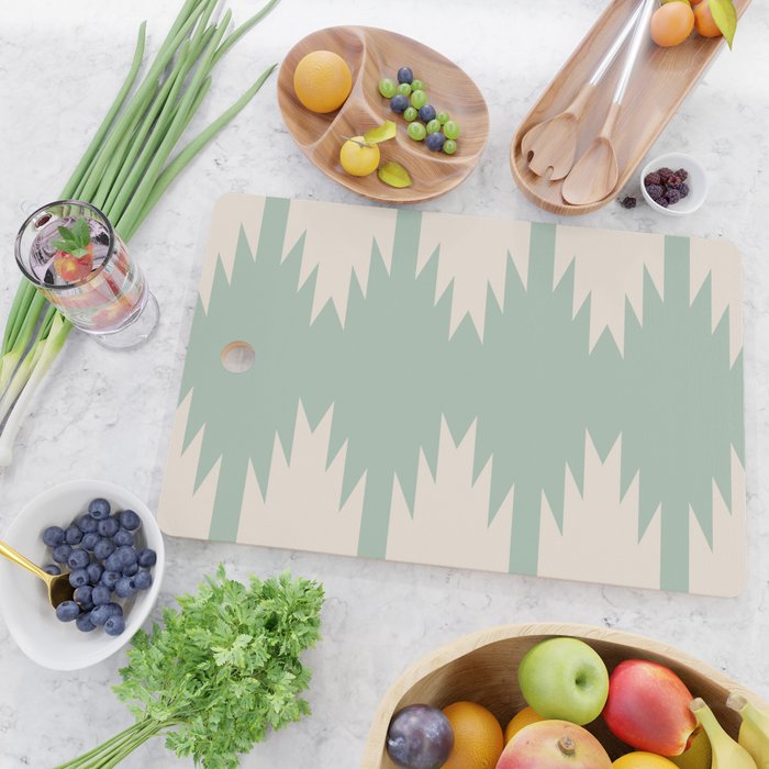 Geometric Southwestern Minimalism - Neutral Sage Green Cutting Board Gallery Image 2