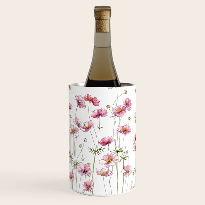 Pink Cosmos Flowers Wine Chiller Gallery Image 1