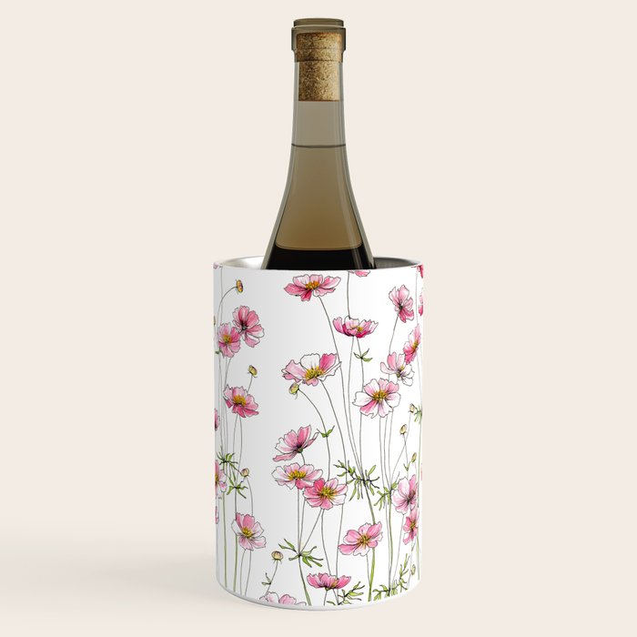 Pink Cosmos Flowers Wine Chiller Gallery Image 3