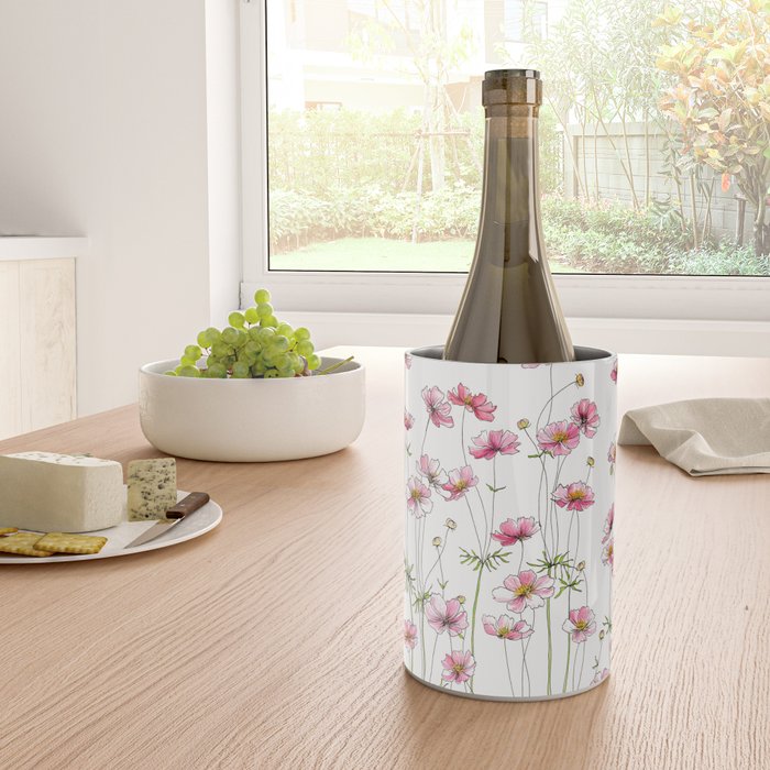 Pink Cosmos Flowers Wine Chiller Gallery Image 4