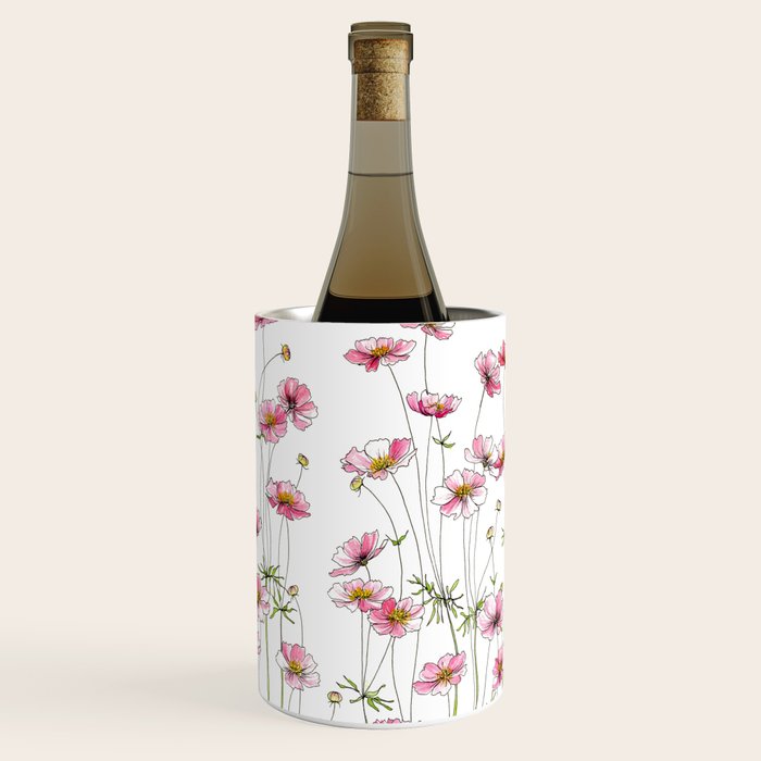 Pink Cosmos Flowers Wine Chiller Gallery Image 2