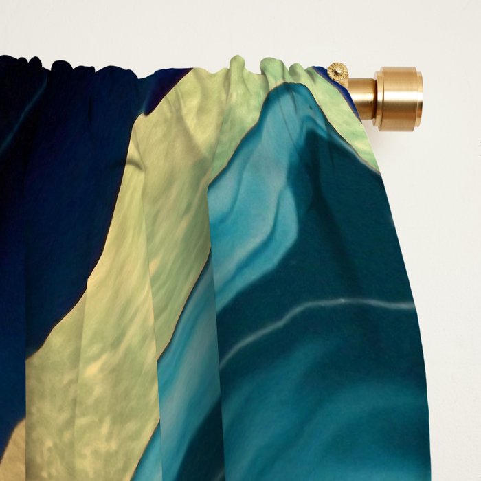 DRAMAQUEEN - GOLD INDIGO MARBLE Window Curtain Gallery Image 2