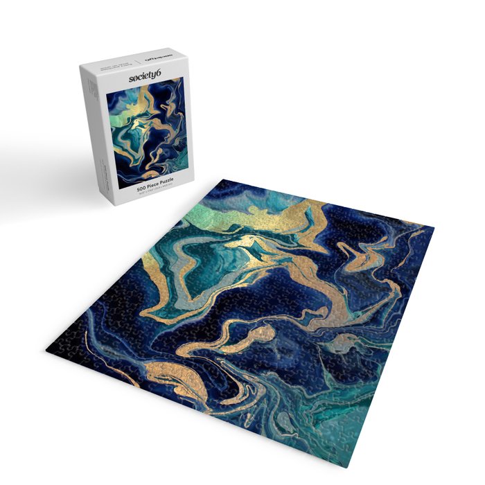 DRAMAQUEEN - GOLD INDIGO MARBLE Jigsaw Puzzle Gallery Image 2