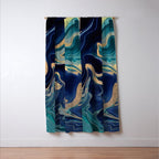 DRAMAQUEEN - GOLD INDIGO MARBLE Window Curtain Gallery Image 3