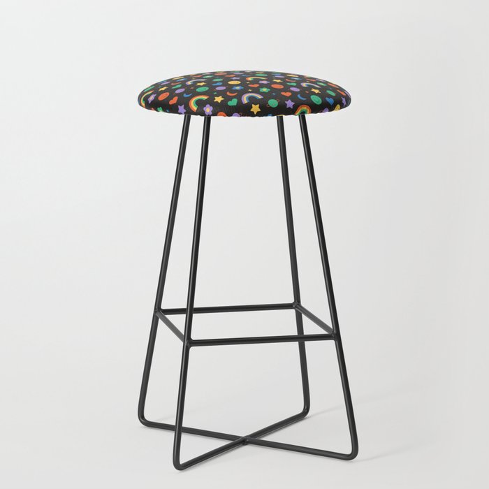 Funny retro cartoon doodle sticker pattern Stool Gallery Image 1