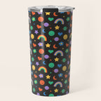 Funny retro cartoon doodle sticker pattern Travel Mug Gallery Image 1