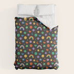 Funny retro cartoon doodle sticker pattern Comforter Gallery Image 6
