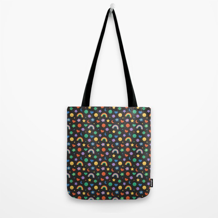 Funny retro cartoon doodle sticker pattern Tote Bag Gallery Image 2