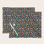 Funny retro cartoon doodle sticker pattern Placemat Gallery Image 1