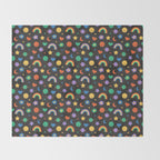Funny retro cartoon doodle sticker pattern Throw Blanket Gallery Image 2