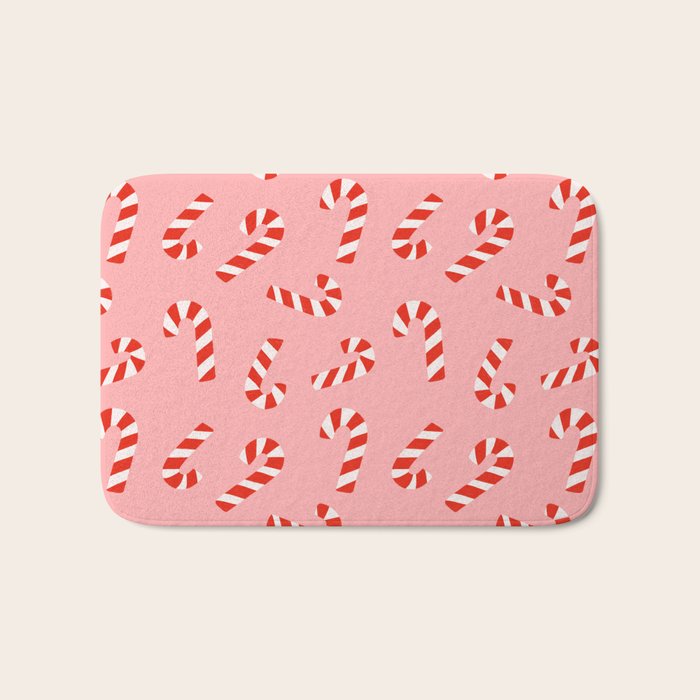 Candy Canes - Pink Bath Mat Gallery Image 1
