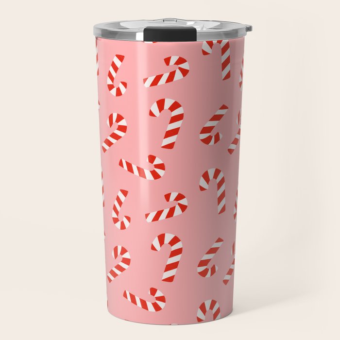 Candy Canes - Pink Travel Mug Gallery Image 1
