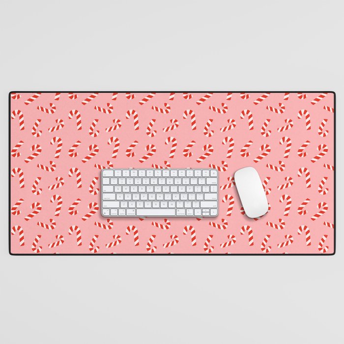 Candy Canes - Pink Desk Mat Gallery Image 1