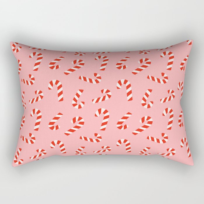 Candy Canes - Pink Rectangular Pillow Gallery Image 1