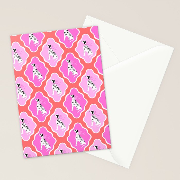 Dalmatians in Pink and Red Stationery Card Gallery Image 2