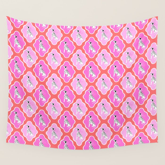 Dalmatians in Pink and Red Wall Tapestry Gallery Image 4