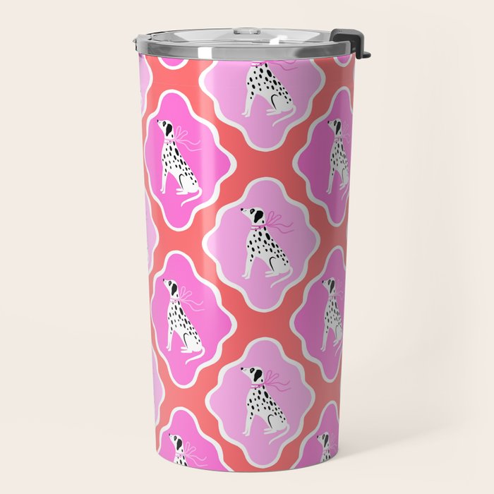 Dalmatians in Pink and Red Travel Mug Gallery Image 2