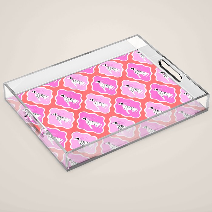 Dalmatians in Pink and Red Acrylic Tray Gallery Image 1