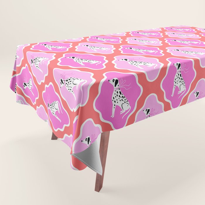 Dalmatians in Pink and Red Tablecloth Gallery Image 1