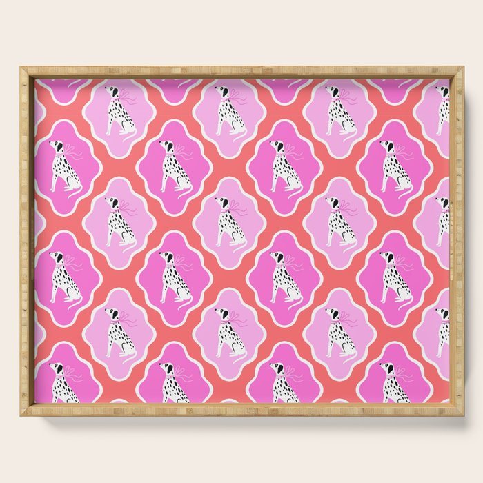 Dalmatians in Pink and Red Serving Tray Gallery Image 1