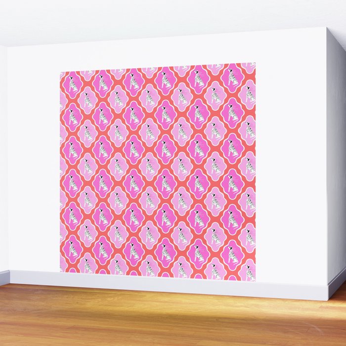 Dalmatians in Pink and Red Wall Mural Gallery Image 2