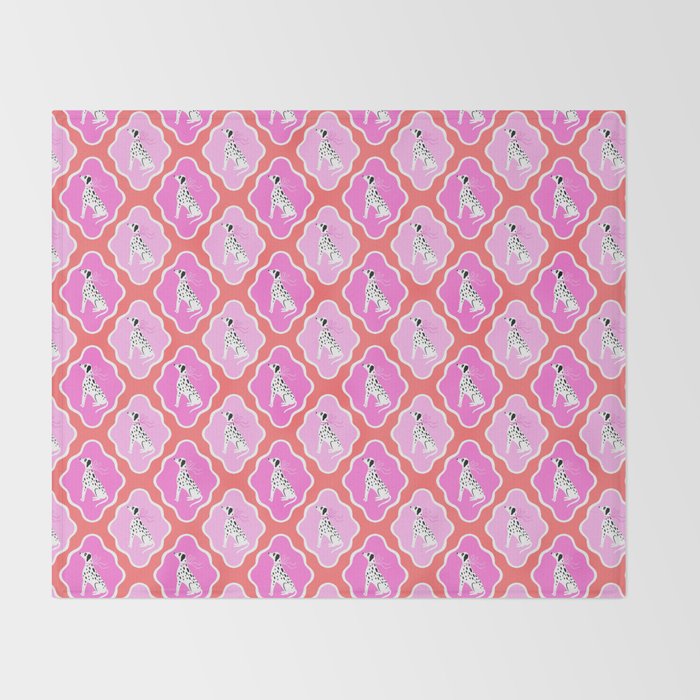 Dalmatians in Pink and Red Throw Blanket Gallery Image 2