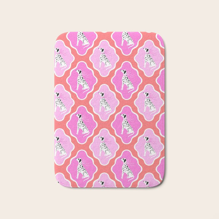 Dalmatians in Pink and Red Bath Mat Gallery Image 1