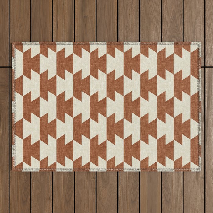 boho geometric aztec in ginger Outdoor Rug Gallery Image 1