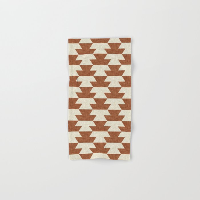 boho geometric aztec in ginger Hand & Bath Towel Gallery Image 1