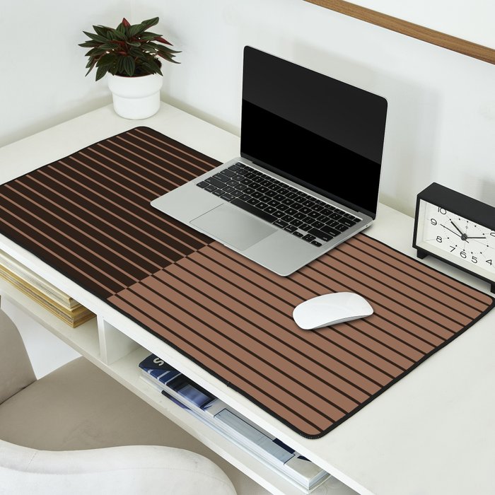 Color Block Lines XLI Dark Mocha Desk Mat Gallery Image 2