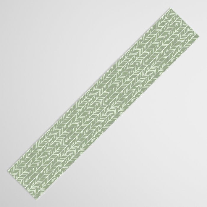 Rustic Herringbone in Sage Green Table Runner Gallery Image 3