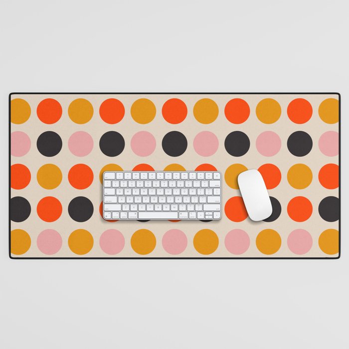 Retro Bauhaus Dots | 70s European Pattern Desk Mat Gallery Image 1